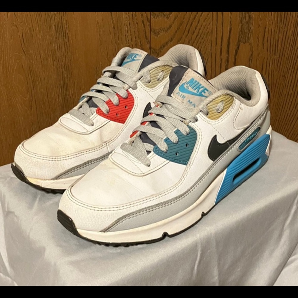 Nike Air Max White with Red and Blue Accents